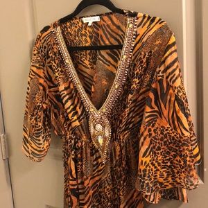 Leopard Print Cover up with detail